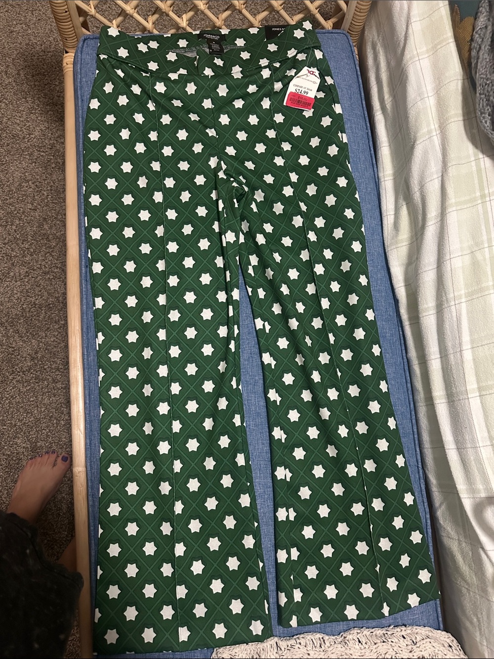 Jones New York Green Star-Print Kids Pajama Bottoms